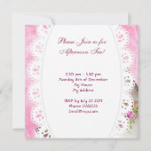 アフタヌーンティーカップケーキピンクフローラティーポット 招待状 (裏面)