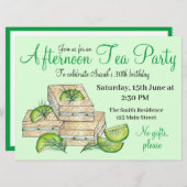 アフタヌーンティーパーティーシャワー キュウリサンドイッチ 招待状 (正面/裏面)