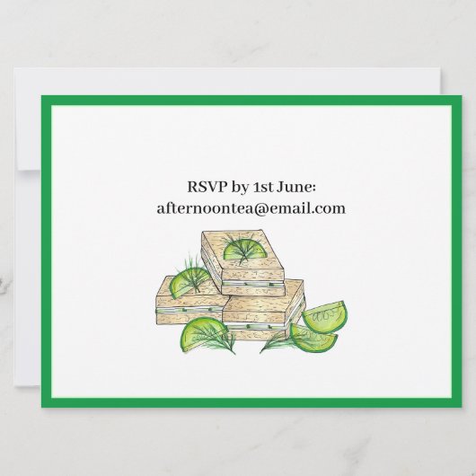 アフタヌーンティーパーティーシャワー キュウリサンドイッチ 招待状 (裏面)