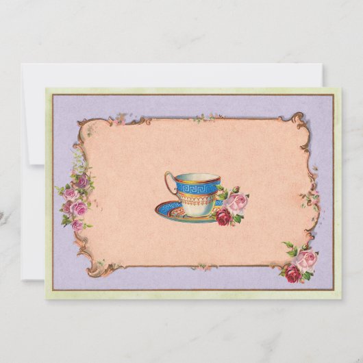 アフタヌーンティーパーティーバチェロレッテパープル招待状 招待状 (裏面)