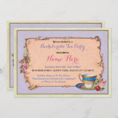 アフタヌーンティーパーティーバチェロレッテパープル招待状 招待状 (正面/裏面)