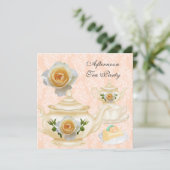 アフタヌーンティーパーティーピーチコーラルフローラティーポット 招待状 (スタンド正面)