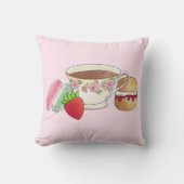 アフタヌーンティーパーティーマカロンティーカップクリームスコーン クッション (正面)