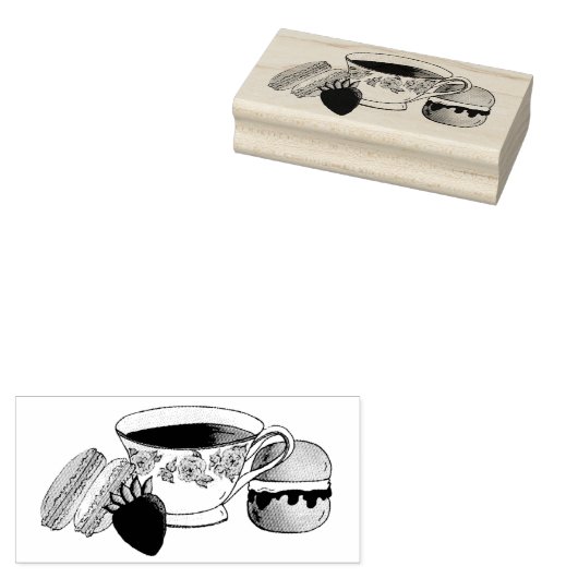 アフタヌーンティーパーティーマカロンティーカップクリームスコーン ラバースタンプ (押印)