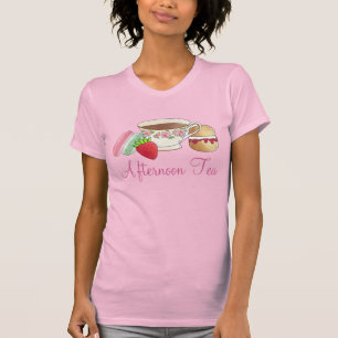 アフタヌーンティーパーティーマカロンティーカップクリームスコーン Tシャツ