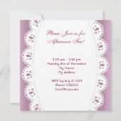 アフタヌーンティーパーティーヴィンテージピンクローズティーポット 招待状 (裏面)