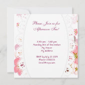 アフタヌーンティーパーティーヴィンテージピンクローズティーポット 招待状 (裏面)