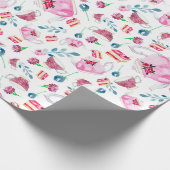 アフタヌーンティーパーティー水彩フローラガーデンかわいい ラッピングペーパー (角)