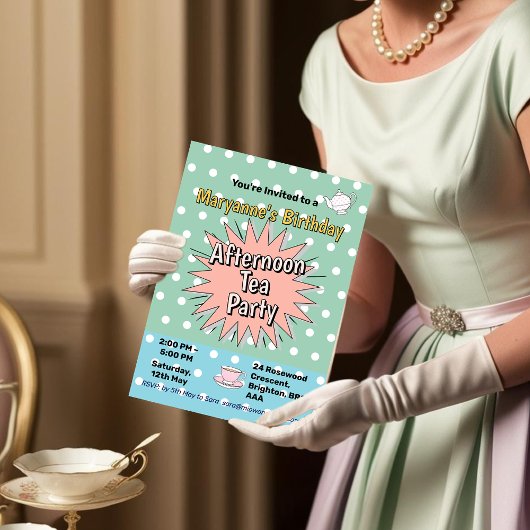 アフタヌーンティーパーティー50年代スタイルレトロビベス 招待状