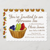 アフタヌーンティーパーティー 誕生日 婚前お披露目 タルト 招待状 (正面/裏面)
