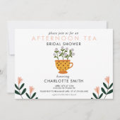 アフタヌーンティーピンクフローラブライダルシャワー 招待状 (正面)