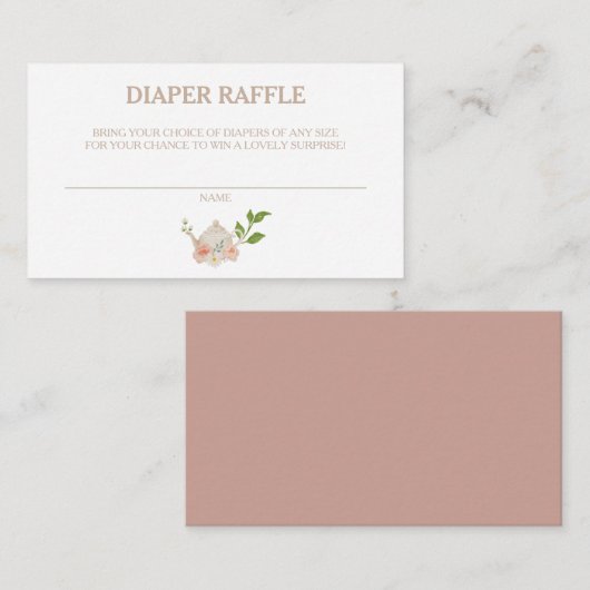 アフタヌーンティーベイビーシャワーおむつラッフル エンクロージャーカード (正面/裏面)