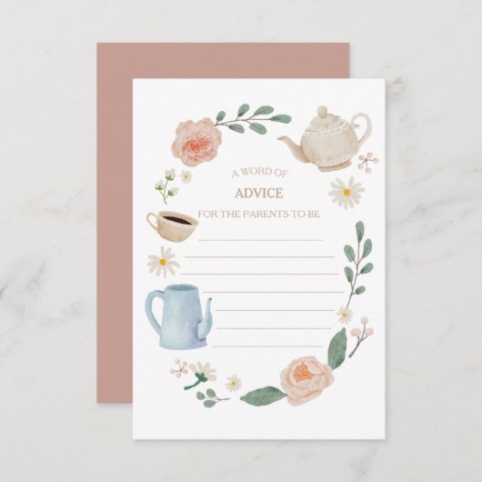 アフタヌーンティーベビーシャワーアドバイスカード サンキューカード (正面/裏面)