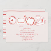 アフタヌーンティーベビーシャワー招待状 招待状 (正面/裏面)