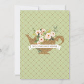 アフタヌーンティーラグジュアリー赤面ミントフローラベビーシャワー 招待状 (裏面)