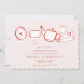 アフタヌーンティー子供の誕生日パーティの招待状 招待状 (正面)