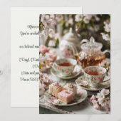 アフタヌーンティー & タイニートゥース | ソフトフローラル 招待状 (正面/裏面)