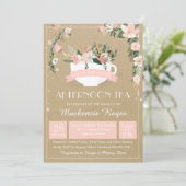 アフタヌーンティー フラワー ティーカップ ベビーシャワー 招待状 (スタンド正面)