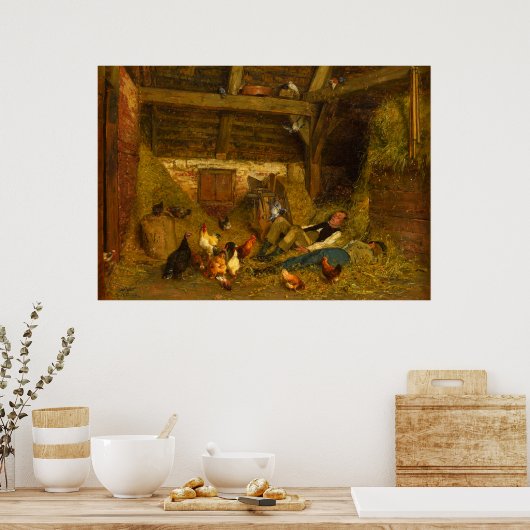 アフタヌーン昼寝ザスレッシュフロアジュツフェダーセン ポスター (キッチン)