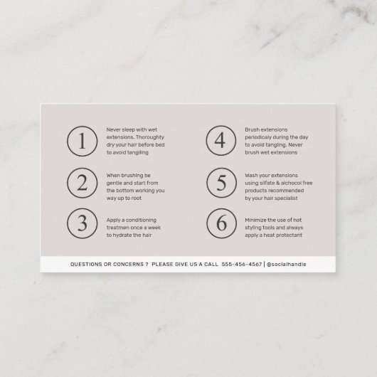 アフタモダンーケアヘアの指示名刺 名刺 (裏面)