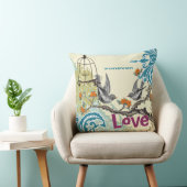 アフターエバー ブライド ティール ライム コーラル プラム 鳥 鳥かご クッション (椅子)