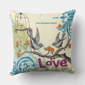 アフターエバー ブライド ティール ライム コーラル プラム 鳥 鳥かご クッション (裏面)