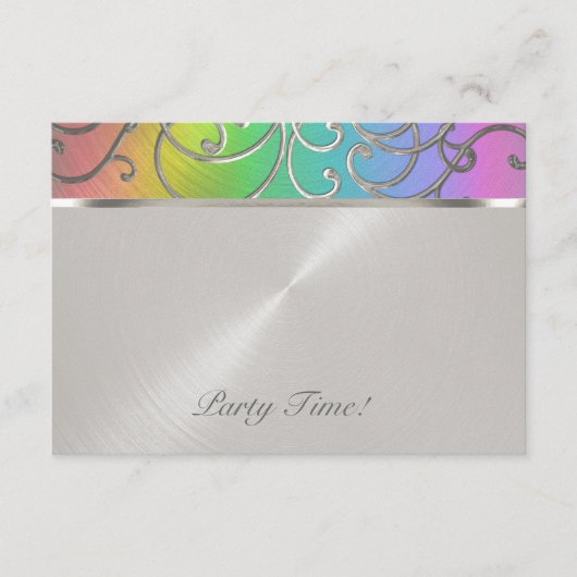 アフターエレガントパーティーレインボーと銀のフィリグリー 招待状 (正面)