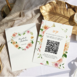 アフターグロウガーデンの花のハートQRコード結婚式RSVP 出欠カード