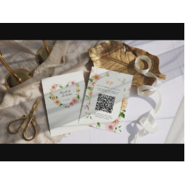 アフターグロウガーデンの花のハートQRコード結婚式RSVP 出欠カード