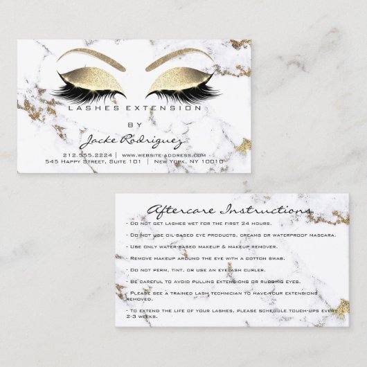 アフターケアの指示が大理石の目を点滅させる金ゴールド 名刺 (正面/裏面)