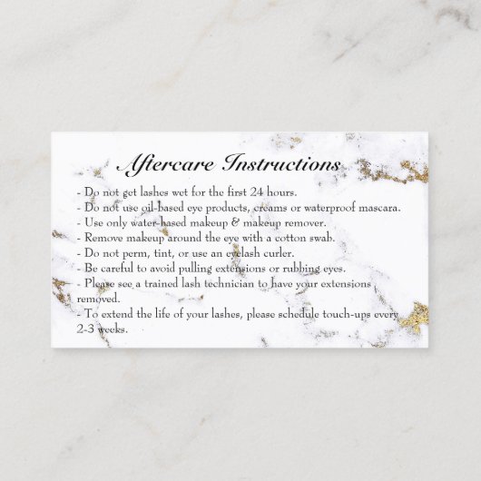 アフターケアの指示が大理石ゴールデンアイズ1を点滅 名刺 (裏面)