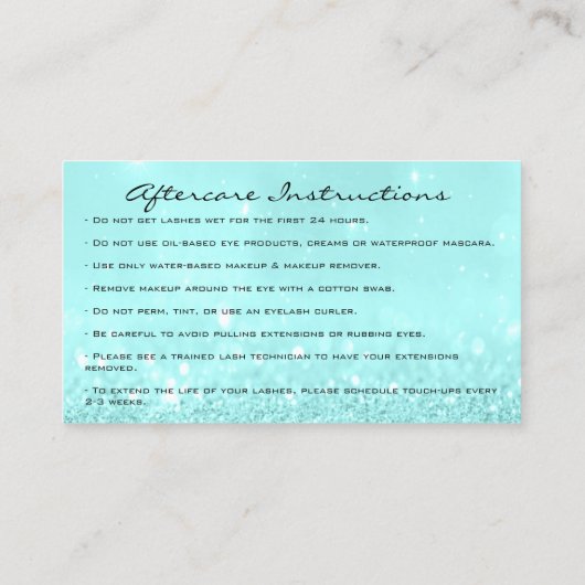 アフターケアの指示が海ブルー金ゴールドを点滅 名刺 (裏面)