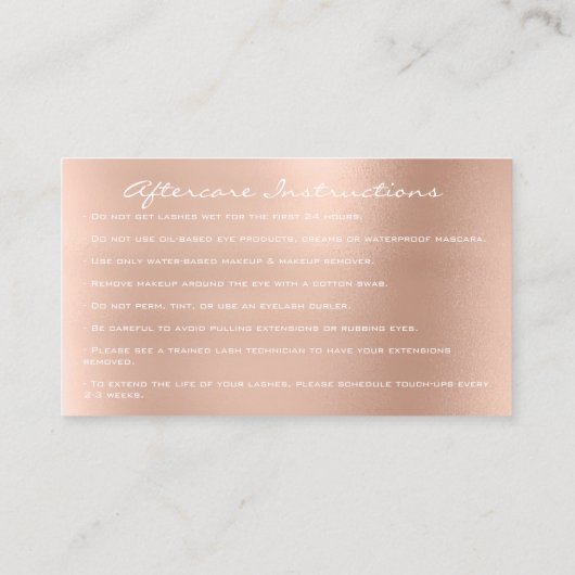 アフターケアの指示が点滅する拡張白 名刺 (裏面)