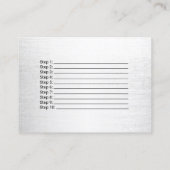 アフターケアの指示のモダンな銀製の美容院 名刺 (裏面)