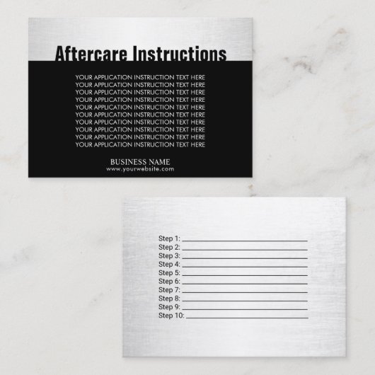 アフターケアの指示のモダンな銀製の美容院 名刺 (正面/裏面)