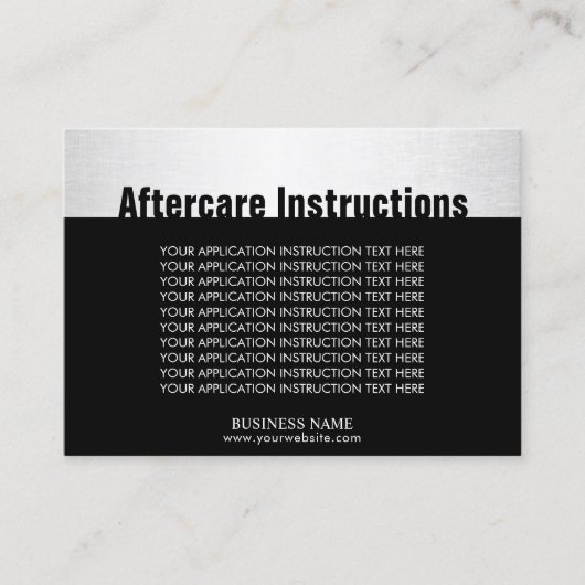 アフターケアの指示のモダンな銀製の美容院 名刺 (正面)