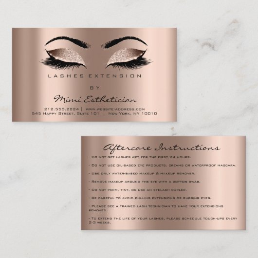 アフターケアの指示の点滅の拡張バラ金ゴールド 名刺 (正面/裏面)