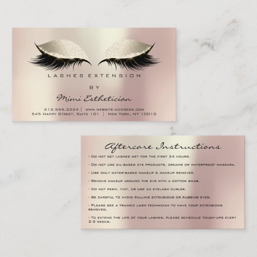 アフターケアの指示の点滅アイボリーバラ金ゴールド 名刺 (正面/裏面)