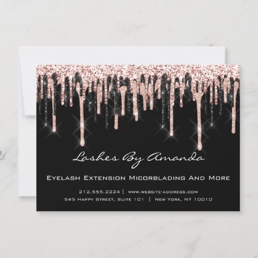 アフターケアの指示の点滅バラドリップメイクアップ 招待状 (裏面)