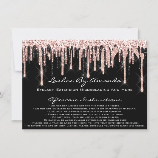アフターケアの指示の点滅バラドリップメイクアップ 招待状 (正面)