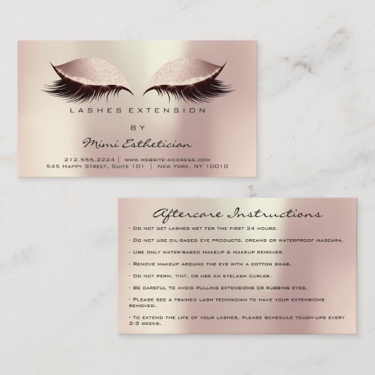 アフターケアの指示の点滅赤面バラ金ゴールド 名刺 (正面/裏面)