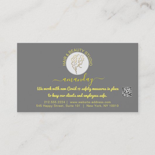 アフターケアの指示は金ゴールドロゴQRコードを点滅 名刺 (正面)