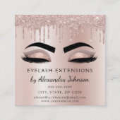 アフターケアの指示まつげバラ金ゴールドピンク スクエア名刺 (正面)