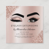 アフターケアの指示まつげバラ金ゴールドピンク スクエア名刺 (正面)