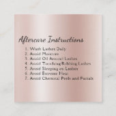 アフターケアの指示まつげバラ金ゴールドピンク スクエア名刺 (裏面)