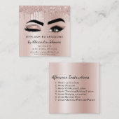 アフターケアの指示まつげバラ金ゴールドピンク スクエア名刺 (正面/裏面)