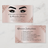 アフターケアの指示まつげバラ金ゴールドピンク 名刺 (正面/裏面)