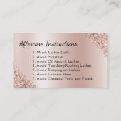 アフターケアの指示まつげバラ金ゴールドピンク 名刺 (裏面)