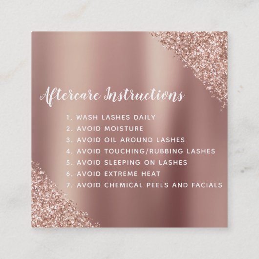 アフターケアの指示まつげバラ金ゴールド スクエア名刺 (裏面)