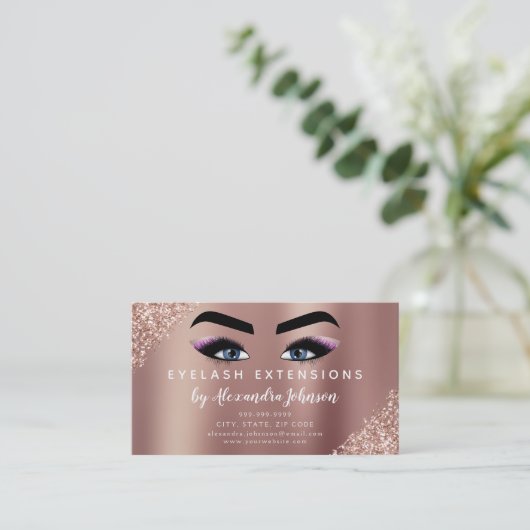 アフターケアの指示まつげバラ金ゴールド 名刺 (スタンド正面)